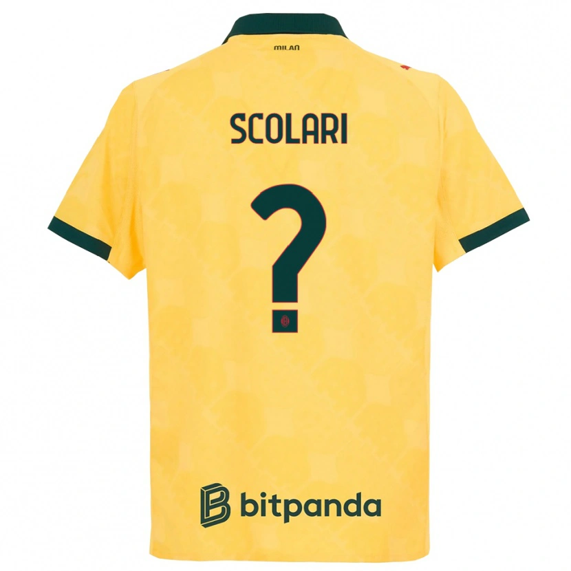 Danxen Homme Maillot Davide Scolari #0 Jaune Noir Troisieme 2025/26 T-Shirt