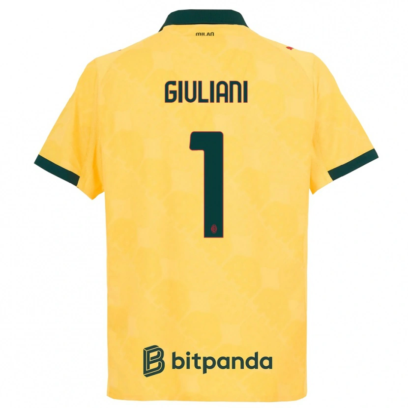 Danxen Homme Maillot Laura Giuliani #1 Jaune Noir Troisieme 2025/26 T-Shirt
