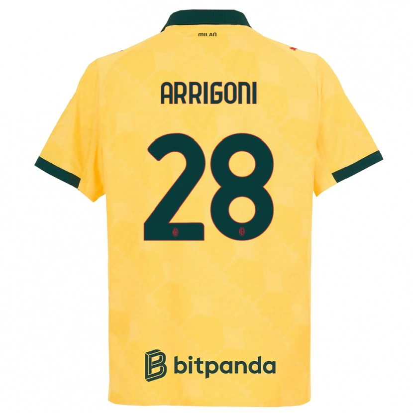 Danxen Homme Maillot Giorgia Arrigoni #28 Jaune Noir Troisieme 2025/26 T-Shirt