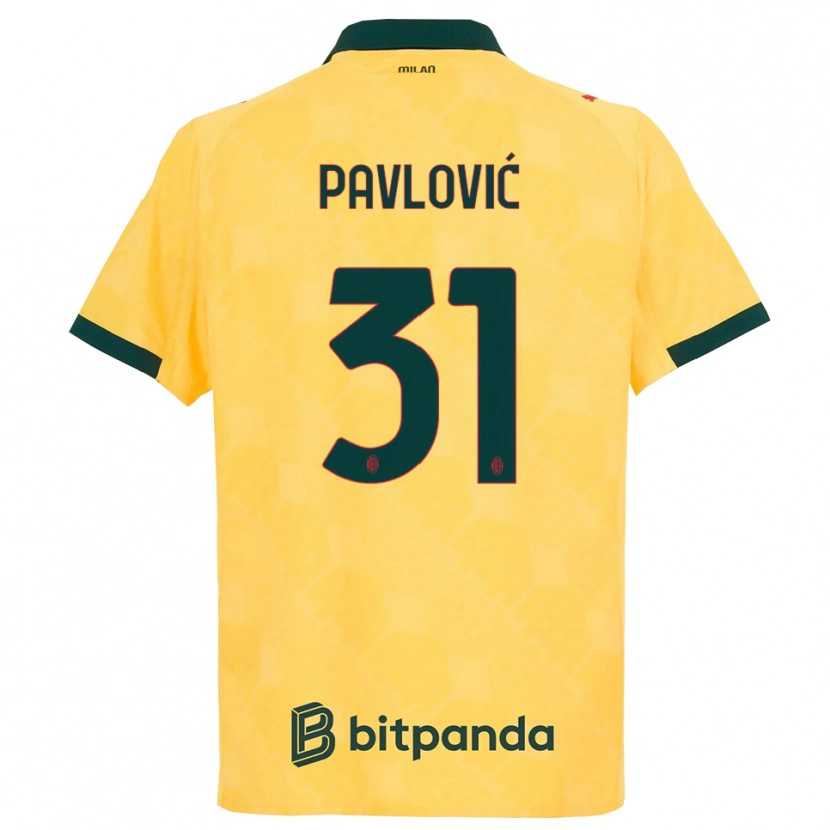 Danxen Homme Maillot Strahinja Pavlović #31 Jaune Noir Troisieme 2025/26 T-Shirt