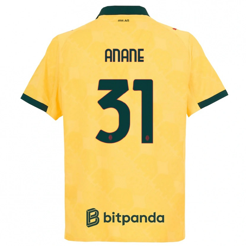 Danxen Homme Maillot Emmanuel Anane #31 Jaune Noir Troisieme 2025/26 T-Shirt