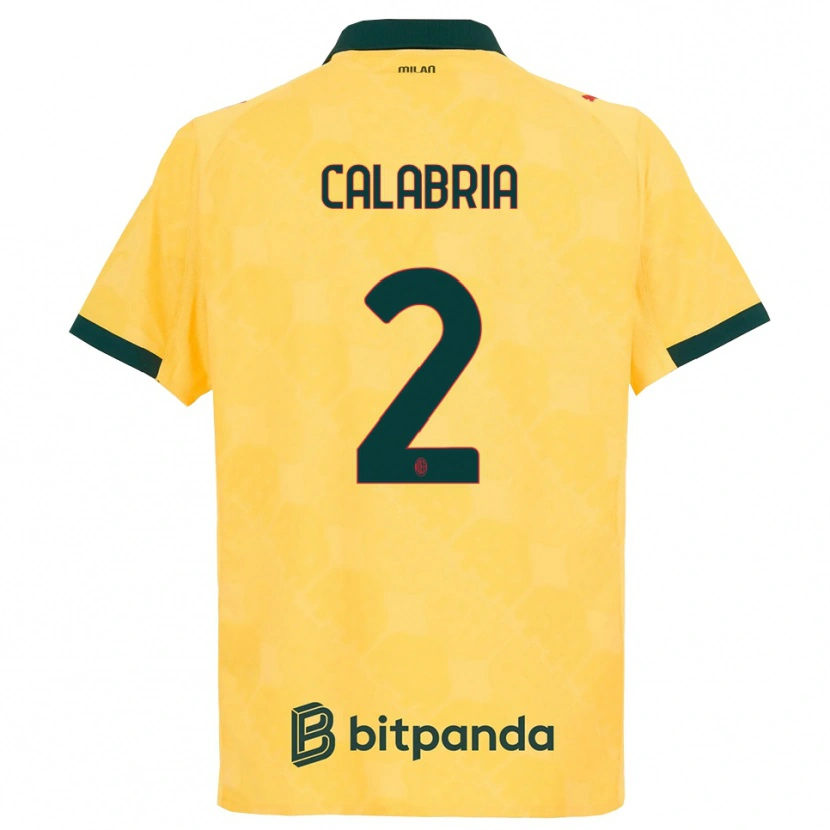 Danxen Homme Maillot Davide Calabria #2 Jaune Noir Troisieme 2025/26 T-Shirt