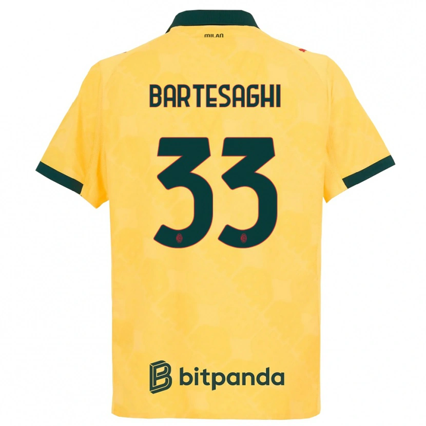 Danxen Homme Maillot Davide Bartesaghi #33 Jaune Noir Troisieme 2025/26 T-Shirt