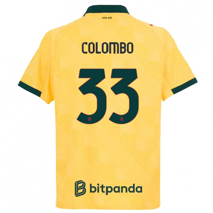 Danxen Homme Maillot Federico Colombo #33 Jaune Noir Troisieme 2025/26 T-Shirt