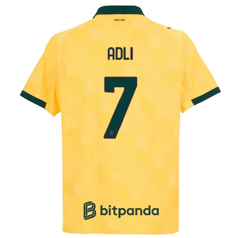 Danxen Homme Maillot Yacine Adli #7 Jaune Noir Troisieme 2025/26 T-Shirt