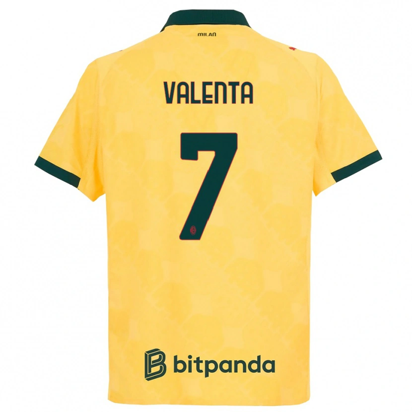 Danxen Homme Maillot Tommaso Valenta #7 Jaune Noir Troisieme 2025/26 T-Shirt