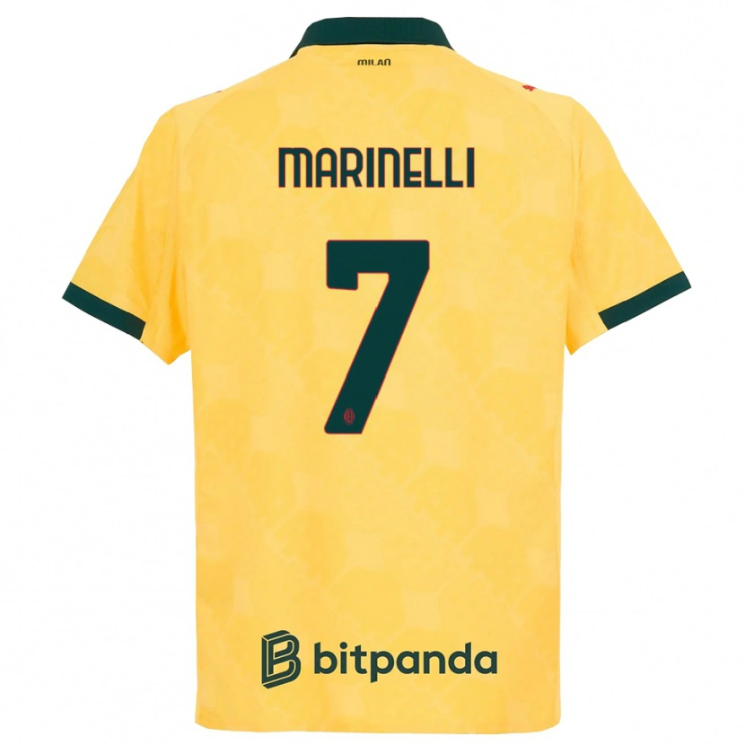 Danxen Homme Maillot Gloria Marinelli #7 Jaune Noir Troisieme 2025/26 T-Shirt