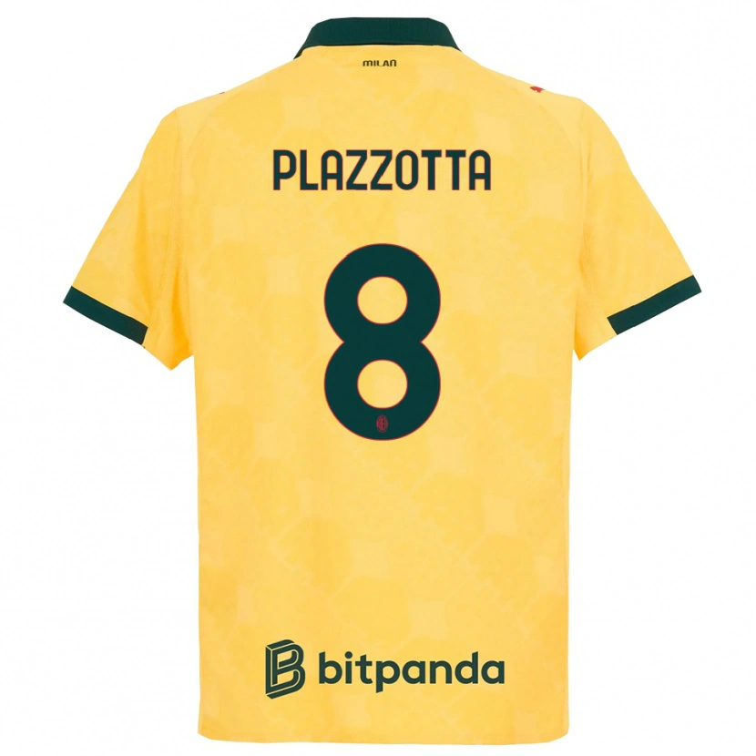 Danxen Homme Maillot Filippo Plazzotta #8 Jaune Noir Troisieme 2025/26 T-Shirt