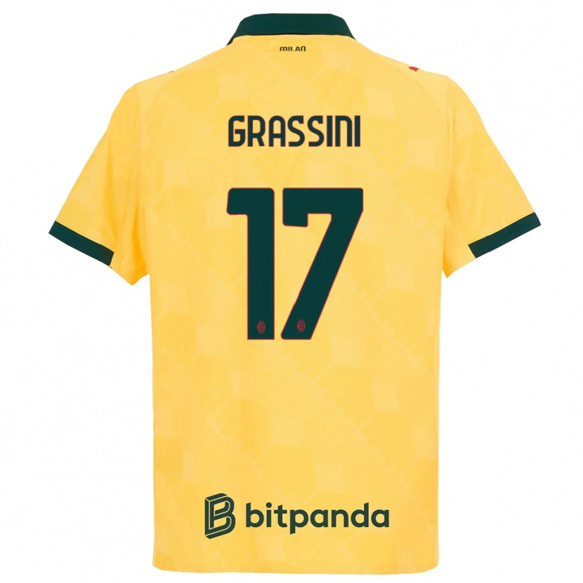 Danxen Homme Maillot Riccardo Grassini #17 Jaune Noir Troisieme 2025/26 T-Shirt
