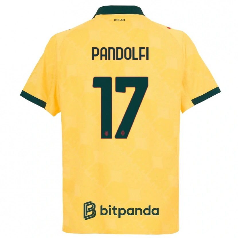 Danxen Homme Maillot Fabio Pandolfi #17 Jaune Noir Troisieme 2025/26 T-Shirt
