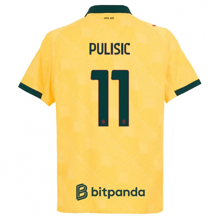 Danxen Homme Maillot Christian Pulisic #11 Jaune Noir Troisieme 2025/26 T-Shirt