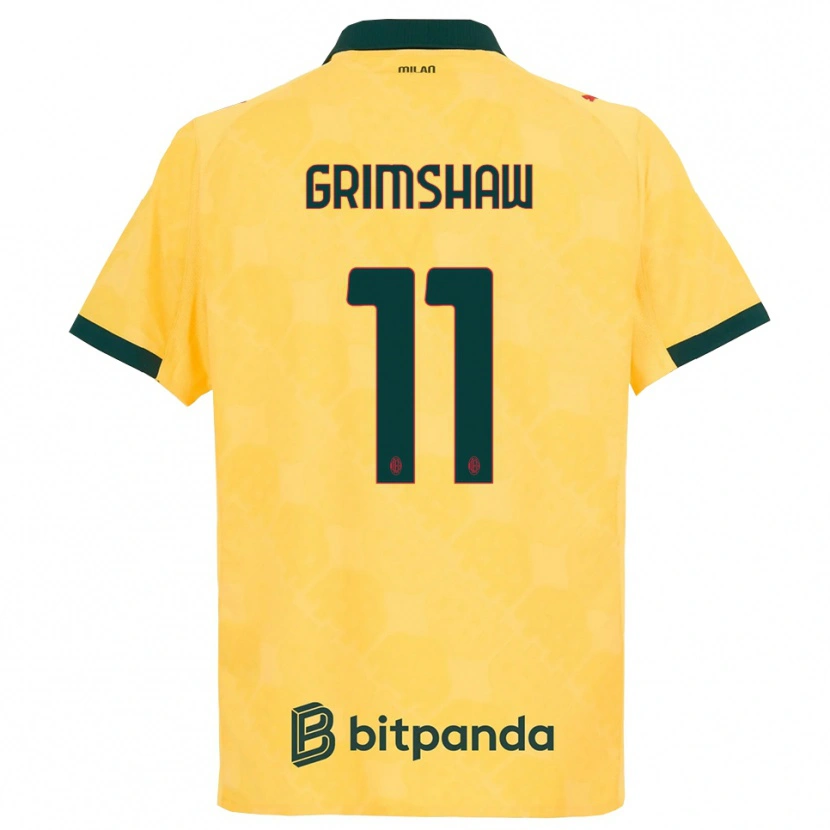 Danxen Homme Maillot Christy Grimshaw #11 Jaune Noir Troisieme 2025/26 T-Shirt