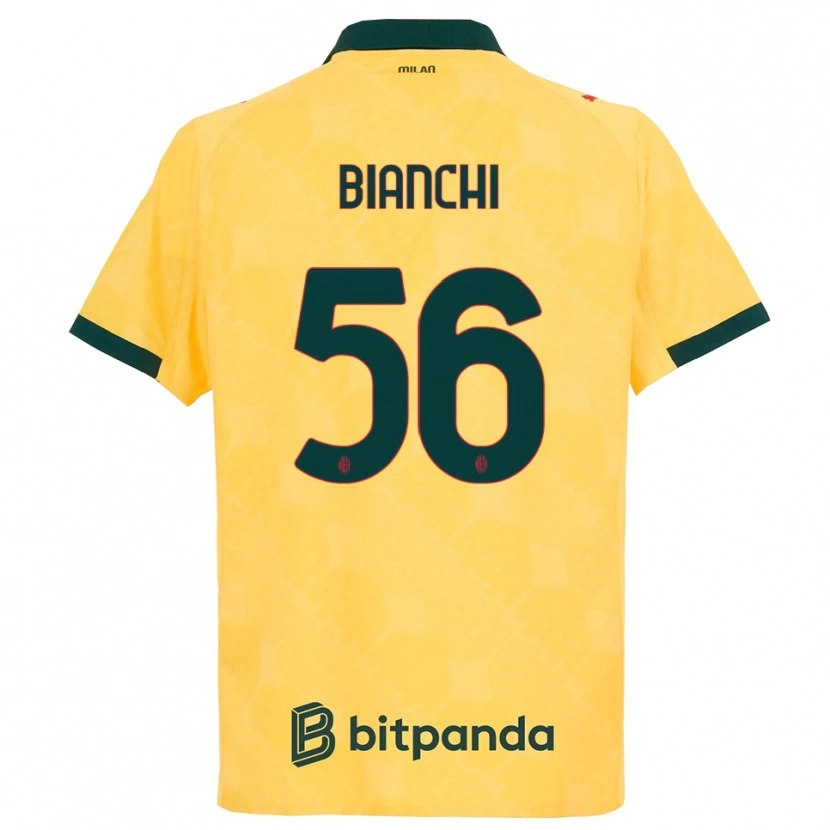 Danxen Homme Maillot Alessandro Bianchi #56 Jaune Noir Troisieme 2025/26 T-Shirt