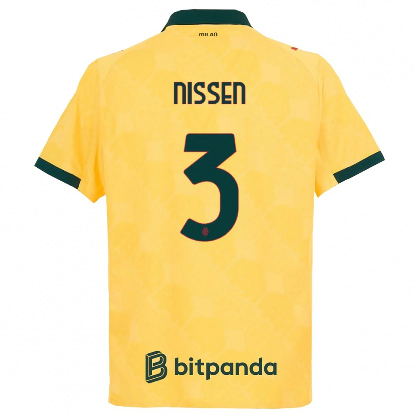 Danxen Homme Maillot Fredrik Nissen #3 Jaune Noir Troisieme 2025/26 T-Shirt