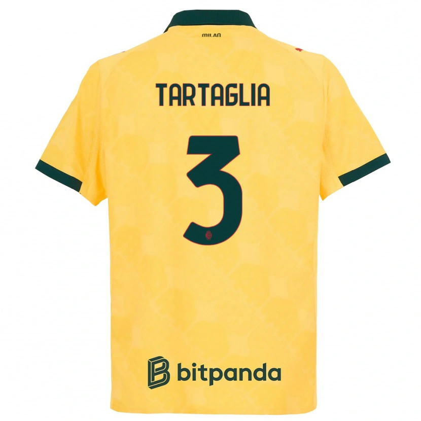 Danxen Homme Maillot Edoardo Tartaglia #3 Jaune Noir Troisieme 2025/26 T-Shirt
