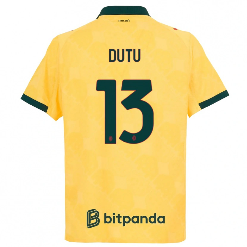 Danxen Homme Maillot Matteo Duțu #13 Jaune Noir Troisieme 2025/26 T-Shirt