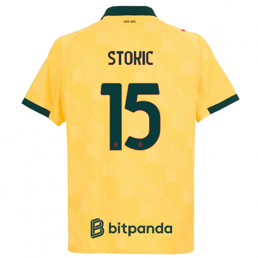 Danxen Homme Maillot Sara Stokić #15 Jaune Noir Troisieme 2025/26 T-Shirt