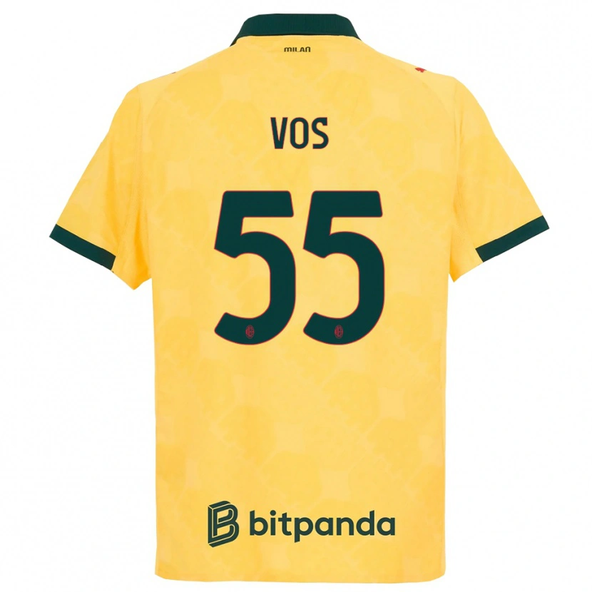 Danxen Homme Maillot Silvano Vos #55 Jaune Noir Troisieme 2025/26 T-Shirt