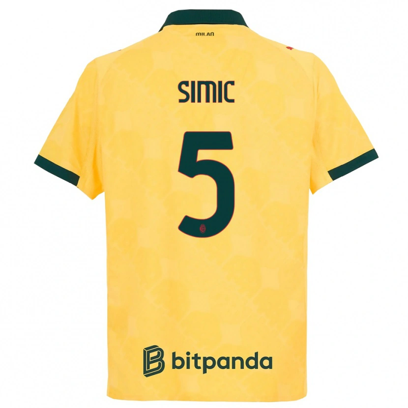 Danxen Homme Maillot Jan-Carlo Simic #5 Jaune Noir Troisieme 2025/26 T-Shirt
