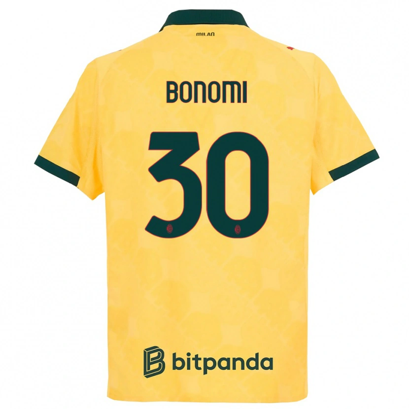 Danxen Homme Maillot Alessandro Bonomi #30 Jaune Noir Troisieme 2025/26 T-Shirt