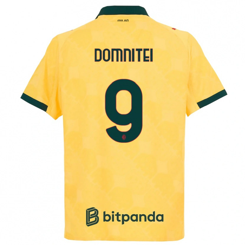 Danxen Homme Maillot Francesco Domniței #9 Jaune Noir Troisieme 2025/26 T-Shirt