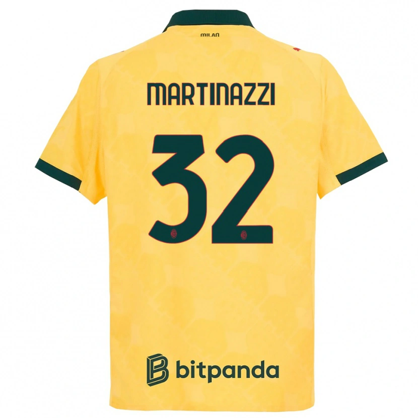 Danxen Homme Maillot Luca Martinazzi #32 Jaune Noir Troisieme 2025/26 T-Shirt