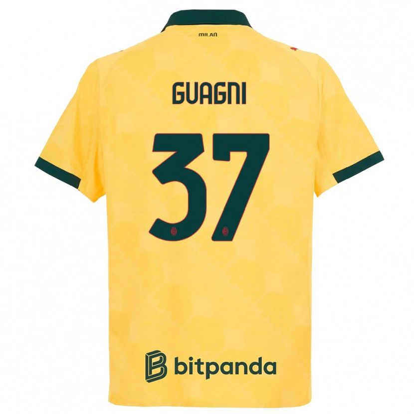 Danxen Homme Maillot Alia Guagni #37 Jaune Noir Troisieme 2025/26 T-Shirt