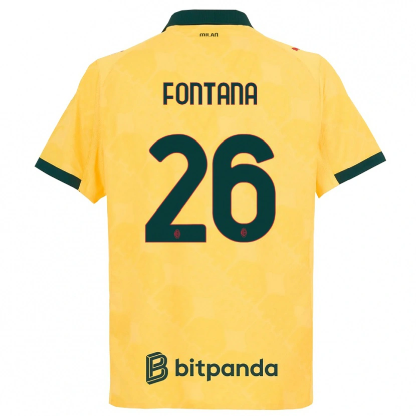Danxen Homme Maillot Francesco Fontana #26 Jaune Noir Troisieme 2025/26 T-Shirt