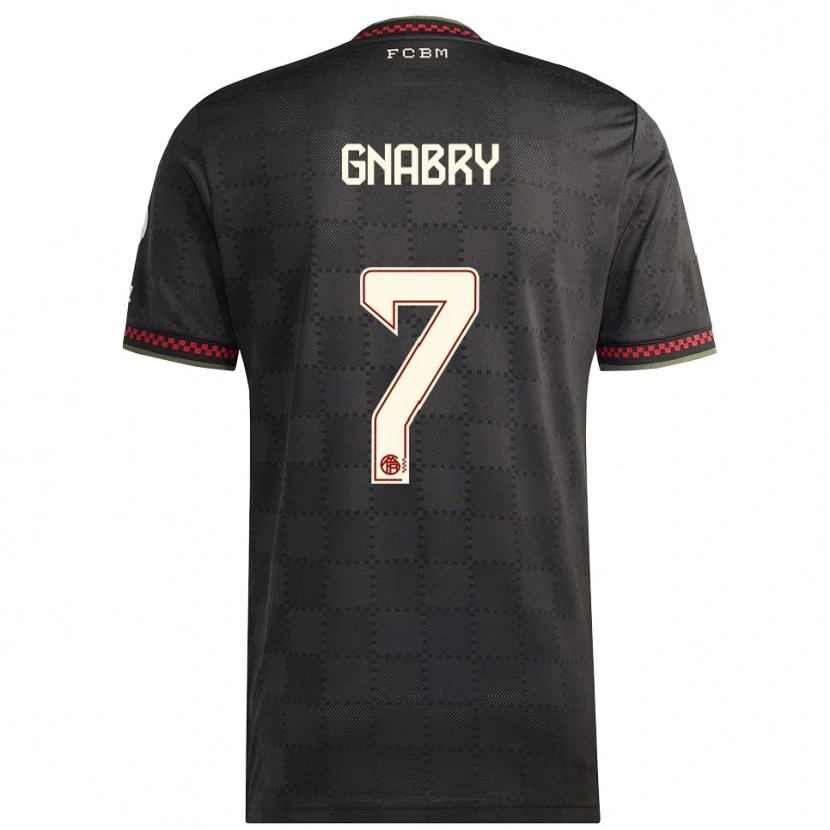 Danxen Homme Maillot Serge Gnabry #7 Noir Blanc Troisieme 2025/26 T-Shirt