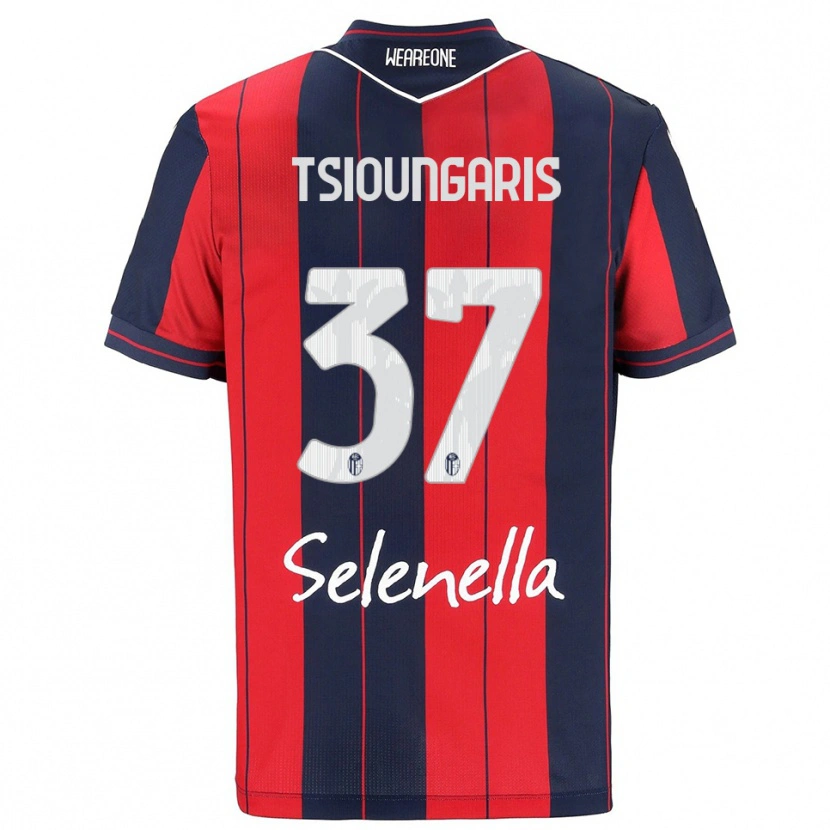 Danxen Femme Maillot Theodoros Tsioungaris #37 Rouge Marine Tenues Domicile 2025/26 T-Shirt