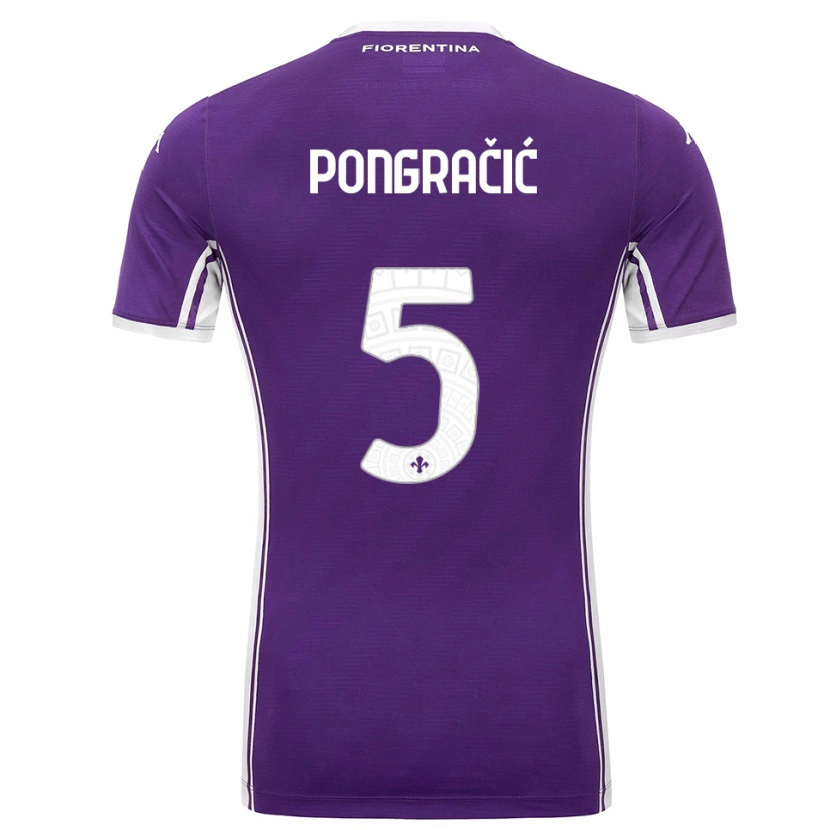 Danxen Femme Maillot Marin Pongracic #5 Violet Blanc Tenues Domicile 2025/26 T-Shirt