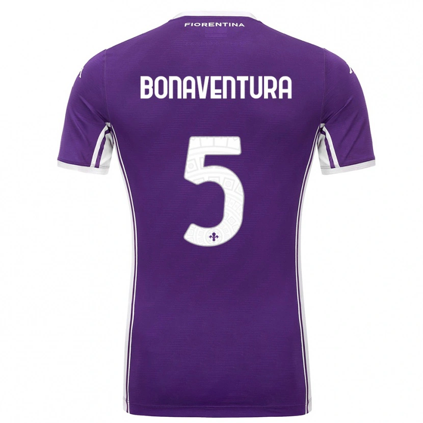 Danxen Femme Maillot Giacomo Bonaventura #5 Violet Blanc Tenues Domicile 2025/26 T-Shirt