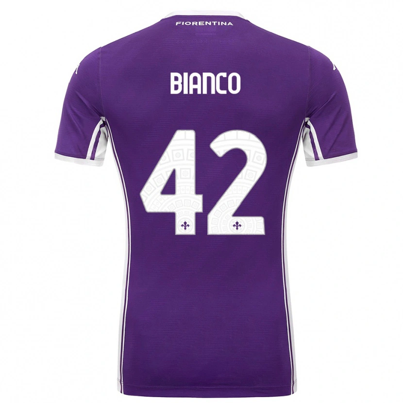 Danxen Femme Maillot Alessandro Bianco #42 Violet Blanc Tenues Domicile 2025/26 T-Shirt