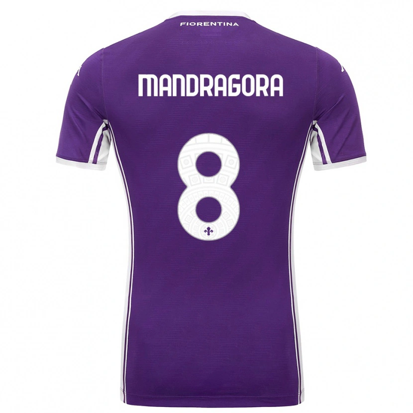 Danxen Femme Maillot Rolando Mandragora #8 Violet Blanc Tenues Domicile 2025/26 T-Shirt