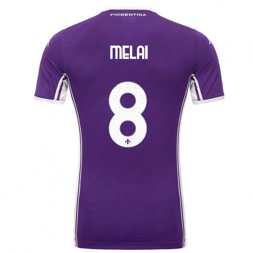 Danxen Femme Maillot Christian Melai #8 Violet Blanc Tenues Domicile 2025/26 T-Shirt