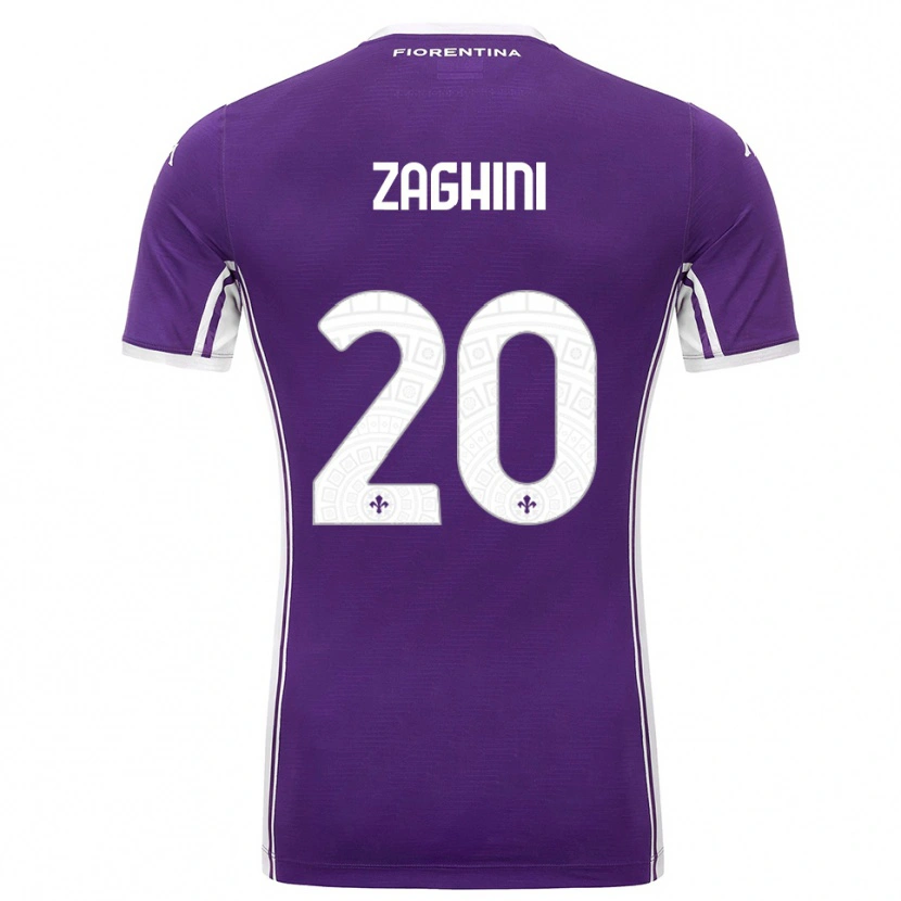 Danxen Femme Maillot Alice Zaghini #20 Violet Blanc Tenues Domicile 2025/26 T-Shirt