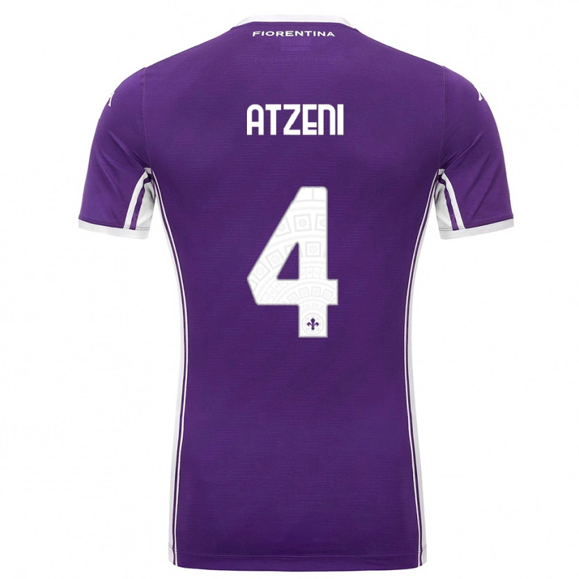 Danxen Femme Maillot Davide Atzeni #4 Violet Blanc Tenues Domicile 2025/26 T-Shirt