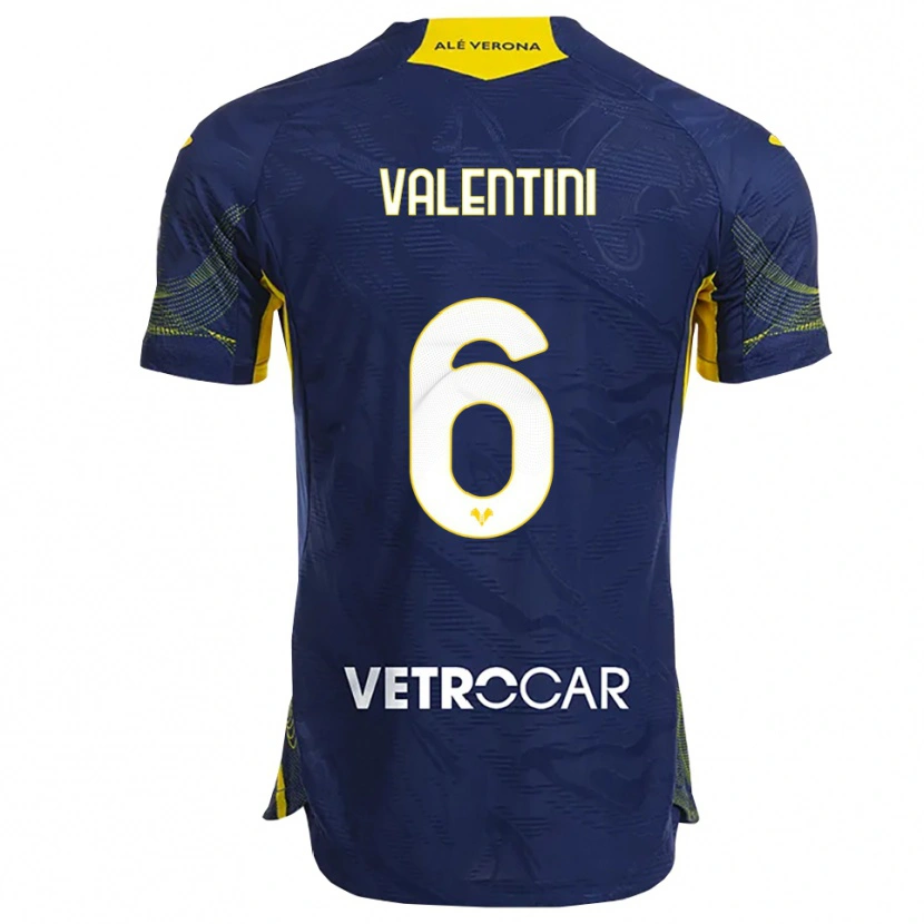 Danxen Femme Maillot Nicolás Valentini #6 Marine Jaune Tenues Domicile 2025/26 T-Shirt