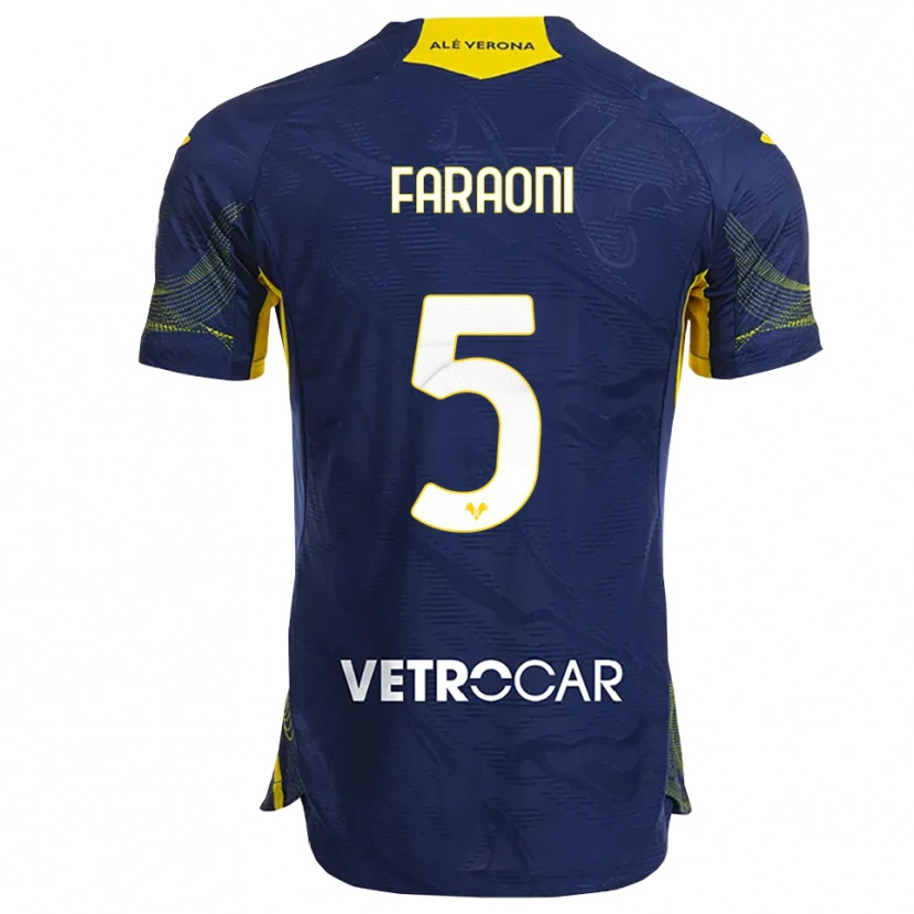 Danxen Femme Maillot Davide Faraoni #5 Marine Jaune Tenues Domicile 2025/26 T-Shirt