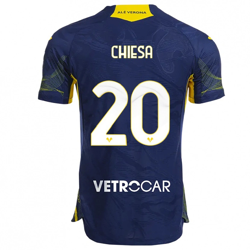 Danxen Femme Maillot Mattia Chiesa #20 Marine Jaune Tenues Domicile 2025/26 T-Shirt