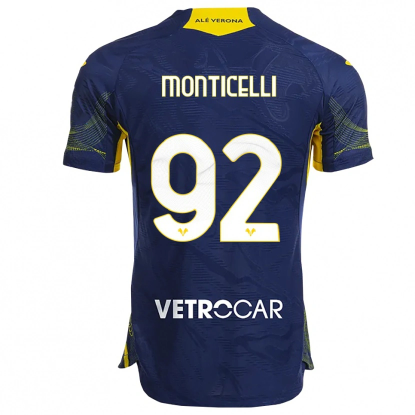 Danxen Femme Maillot Luca Monticelli #92 Marine Jaune Tenues Domicile 2025/26 T-Shirt