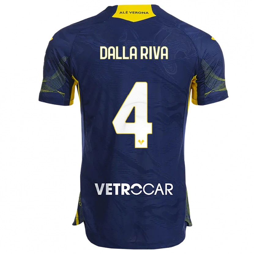 Danxen Femme Maillot Stefano Dalla Riva #4 Marine Jaune Tenues Domicile 2025/26 T-Shirt