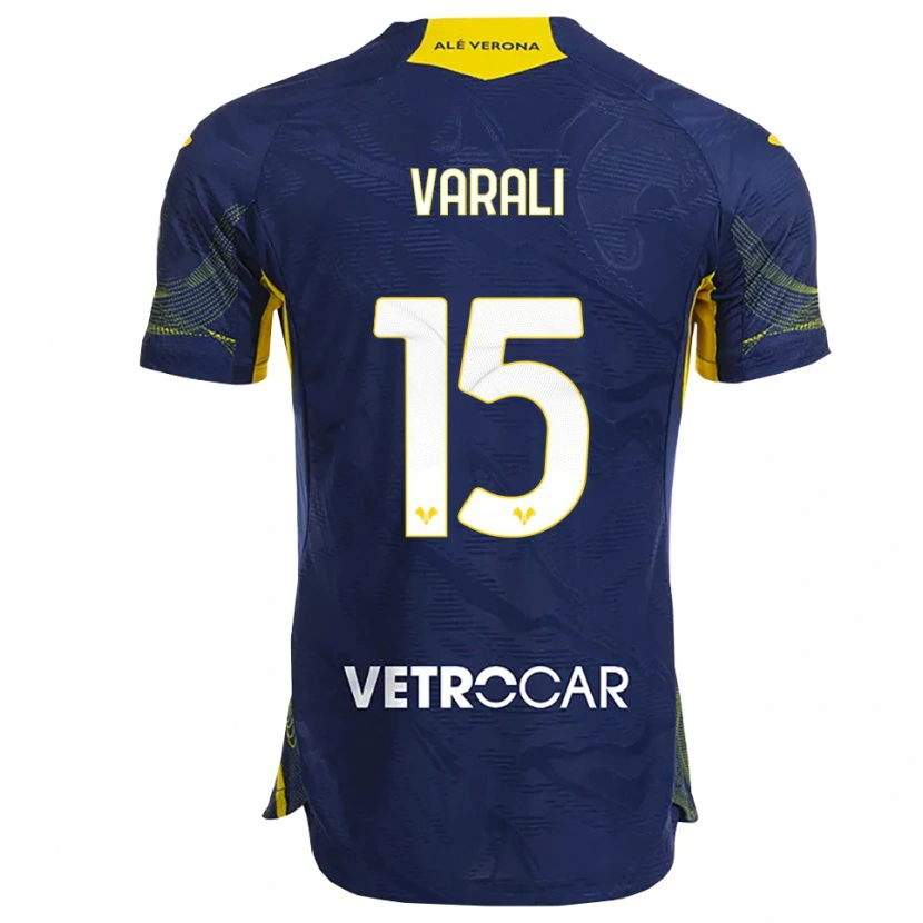 Danxen Femme Maillot Ludovico Varali #15 Marine Jaune Tenues Domicile 2025/26 T-Shirt