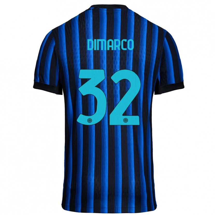 Danxen Femme Maillot Federico Dimarco #32 Noir Bleu Tenues Domicile 2025/26 T-Shirt