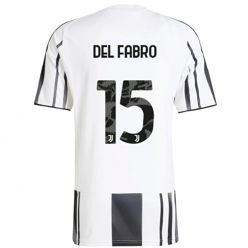 Danxen Femme Maillot Jacopo Del Fabro #15 Blanc Noir Tenues Domicile 2025/26 T-Shirt