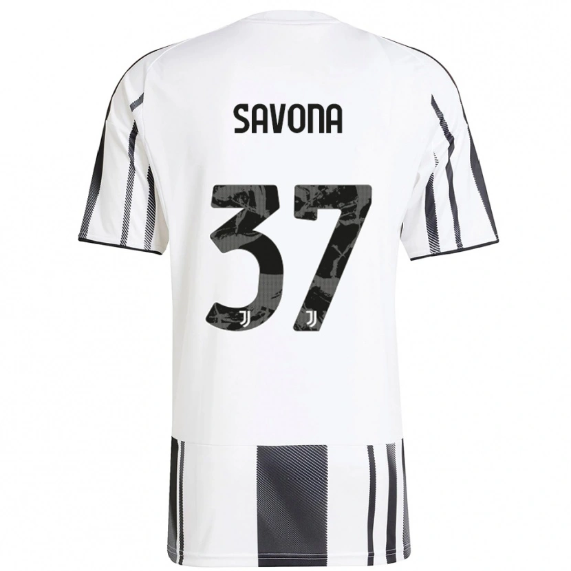 Danxen Femme Maillot Nicolò Savona #37 Blanc Noir Tenues Domicile 2025/26 T-Shirt
