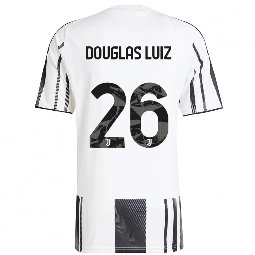 Danxen Femme Maillot Douglas Luiz #26 Blanc Noir Tenues Domicile 2025/26 T-Shirt