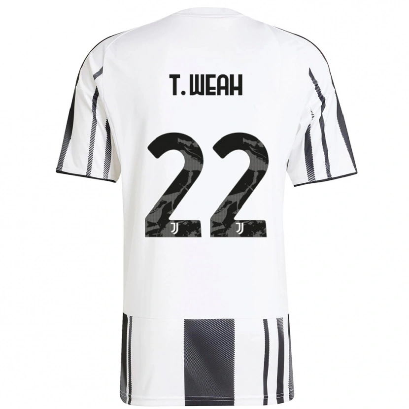 Danxen Femme Maillot Timothy Weah #22 Blanc Noir Tenues Domicile 2025/26 T-Shirt