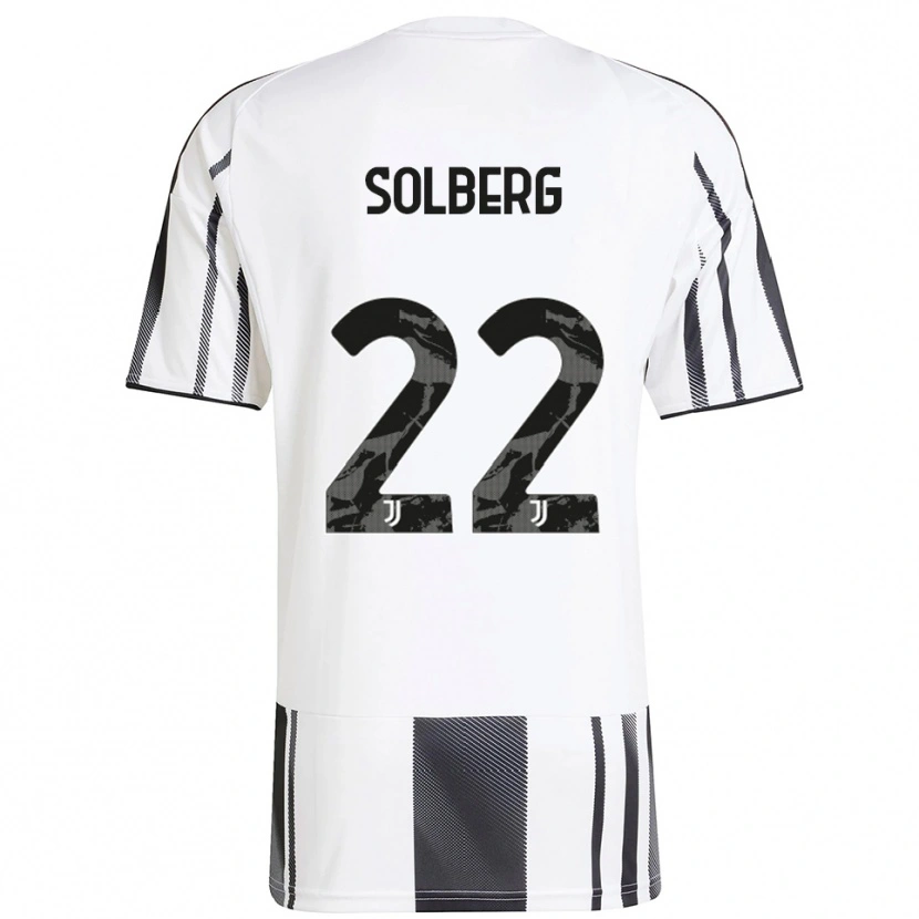 Danxen Femme Maillot Elias Solberg #22 Blanc Noir Tenues Domicile 2025/26 T-Shirt