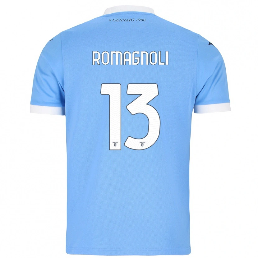 Danxen Femme Maillot Alessio Romagnoli #13 Bleu Ciel Blanc Tenues Domicile 2025/26 T-Shirt